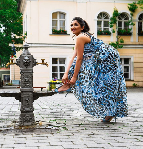 Blue Animal Printed Maxi Dress