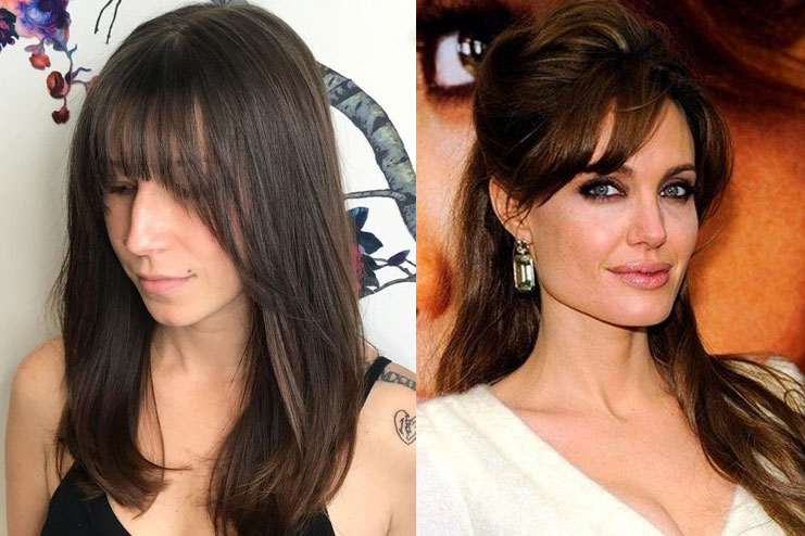 Long hairstyles with bangs for a small forehead